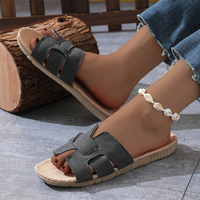 Mules et Sandales Décontractées Plates d'Été pour Femmes à Petits Prix, Chaussures de Luxe à Bout Carré pour Femmes