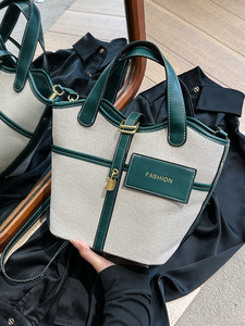 Borsa a secchiello retrò in PU da donna, popolare in Europa, America, Giappone, Corea del Sud, nuova moda 2026, a contrasto, a tracolla, grande - Product Image 3