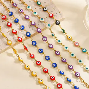 سحر المجوهرات الحظ قابل للتعديل التركية الخرز جولة المزجج متعددة الألوان عيون الشر أساور الذهب سلسلة ربط هدية للنساء والرجال