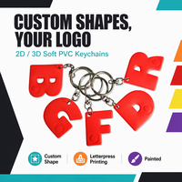 Gantungan Kunci Karet PVC Lunak 3D/2D Bentuk Kustom Logo Kustom Tahan Air Cetak Letterpress Gantungan Kunci Promosi Carabiner