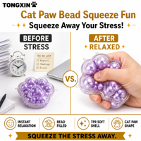 Jouet Squishy Personnalisé Patte de Chat en TPR avec Perles TONGXIN – Jouets Squishies, Jouets Sensoriels, Balles Anti-Stress, Jouets Fidget de Bureau