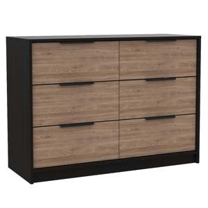 Commode à 4 tiroirs Egeo, table de chevet Omaha, ensemble de chambre à coucher en pin noir - Product Image 3