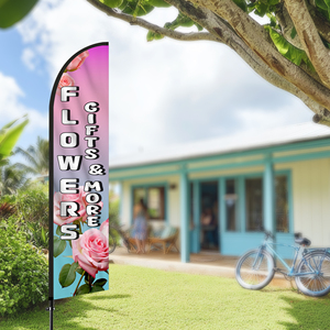 2.5*11.5 FT FLOWERS High Quality Custom Feather <b>Flags</b> Beach <b>Flag</b> for Beach Party and Advertising Promotions - Product Image 5