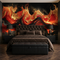 Papier peint mural auto-adhésif imperméable rouge, or, noir, motif abstrait marbré pour salon, chambre à coucher, décoration murale glamour