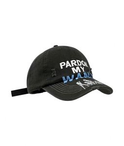 Casquette de baseball noire délavée et vieillie, style streetwear américain, avec lettres imprimées, calotte souple, réglable, unisexe, modèle Dad Hat - Product Image 2