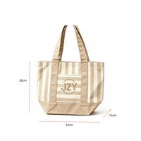 Petit sac en toile rayé avec logo brodé, réutilisable, écologique, sac d'épicerie léger, sac à bandoulière pour supermarché et commerce de détail
