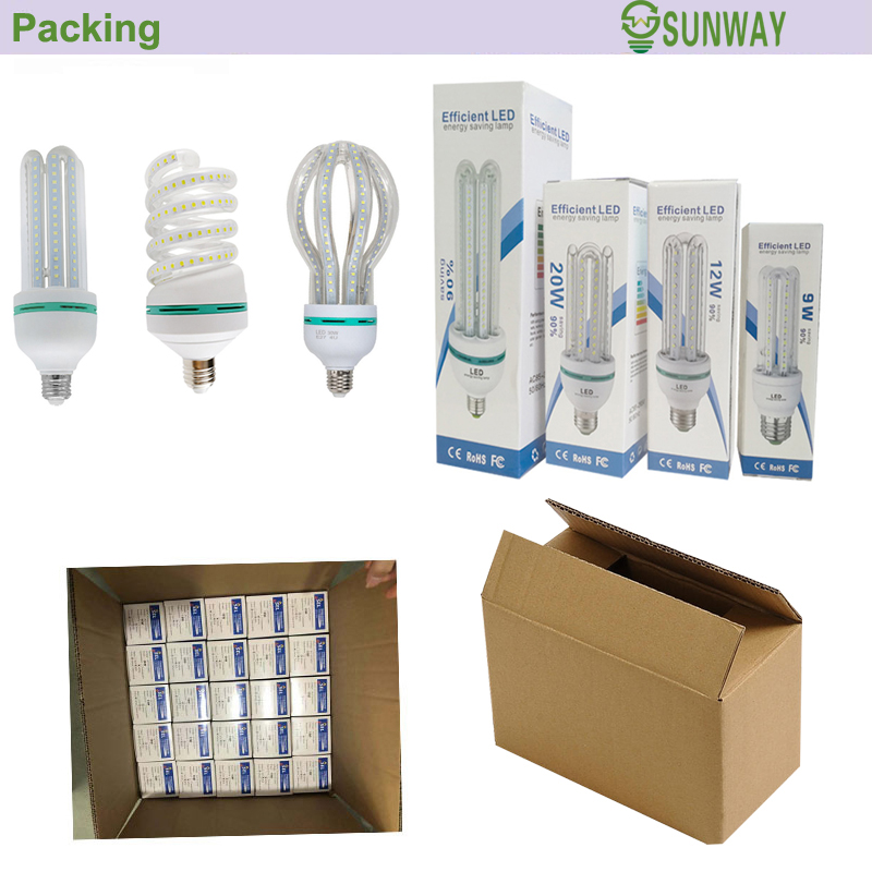 Foshan U shape Led Lotus Energy Saving fluorescent corn light E27 B22 E40 B22 2U 3U 4U 5U 6U Led Spiral lamp