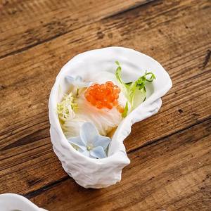 Plats d'huîtres en céramique plaque de coquille d'huître Chaoda usine en céramique approvisionnement direct en <span class=keywords><strong>porcelaine</strong></span> pour Restaurant assiettes irrégulières blanc - Product Image 6