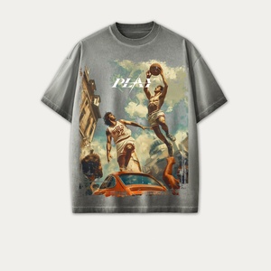 เสื้อยืดแฟชั่นผู้ชายสไตล์ฮิปฮอปทรงปกติ ผ้าฝ้าย 100% ระบายอากาศดี ลวดลายวินเทจฟอกสี ขายส่งเสื้อผ้าแฟชั่นแนวสตรีท - Product Image 3