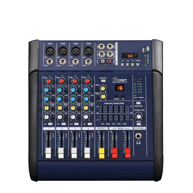 Professional Audio Mixer Amplifier 4CH 250w Mixer with Power Amplifier for Sale