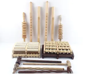 Wooden Body Foot Massager Roller Reflexology Tool For Pain Relief Or Relax