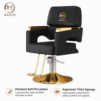 Fauteuil de Barbier Moderne Réglable en Hauteur, Hydraulique et Inclinable, en Cuir PU, Base Métallique, Éponge Haute Densité, Rotation 360°, Qualité Premium Mason