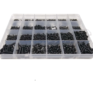 Lot de 700/2010 vis autotaraudeuses à tête cruciforme ronde M1-M4 en acier noir, norme JIS, pour bois, fabriquées en Chine continentale - Product Image 1