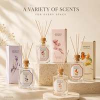 Diffuseur de parfum en verre de 180 ml avec bâtonnets en rotin naturel, étiquette privée OEM, coffret cadeau de parfum d'intérieur personnalisé pour la vente en gros