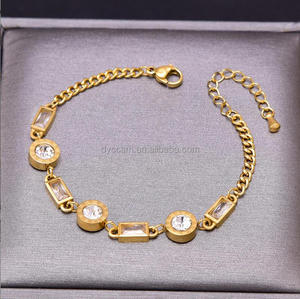 Waterproof Zircon Bracelet 18k Gold Plated <strong>Stainless</strong> <strong>Steel</strong> Titanium <strong>Steel</strong> Roman Bracelet Tarnish Free <strong>Jewelry</strong> Women Bracelet - Product Image 5