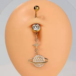 مجوهرات ثقب الجسم من الفولاذ المقاوم للصدأ على شكل قلب وفراشة مرصعة بالزركون، حلق سرة مناسب للحفلات والشاطئ في الصيف - Product Image 5