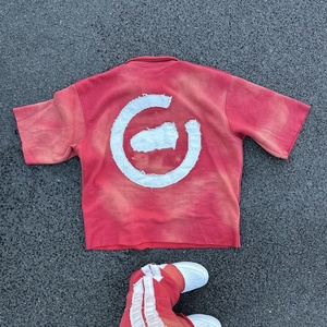 T-shirts unisexes personnalisés à coupe carrée, effet vieilli, vintage, surdimensionnés, double couche, délavés à l'acide, en coton, streetwear pour hommes - Product Image 1