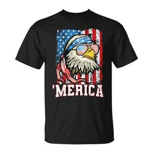 Camiseta Patriótica del 4 de Julio con Águila Calva y Bandera de EE. UU., Camiseta Merica para Uso Promocional - Product Image 1