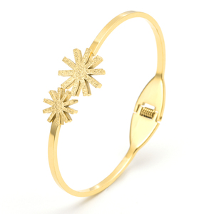 Brazalete de acero inoxidable hipoalergénico chapado en oro de 18K, brazalete de varios diseños, el mejor precio - Product Image 5