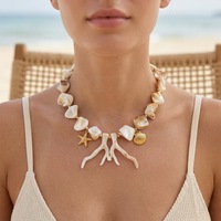 Colliers ras du cou originaux en acier inoxydable avec pendentifs conques et étoiles de mer, colliers en coquillages naturels pour femmes