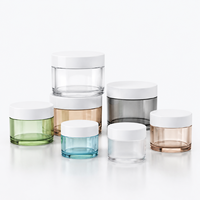 Pot en PET transparent personnalisé pour crème visage et yeux avec couvercle blanc