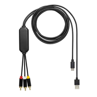 Cable Convertidor de Tipo C a RCA con Función de Carga y Duplicación, Resolución 480P, Revestimiento de PVC, para Monitor, Proyector, Altavoz, Micrófono, 1.8m