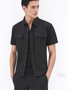 <span class=keywords><strong>Chemise</strong></span> décontractée d'été pour <span class=keywords><strong>homme</strong></span> en <span class=keywords><strong>lin</strong></span> respirant à manches courtes perlée avec poche et traitement anti-repassage - Product Image 4