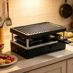 Grill <span class=keywords><strong>Raclette</strong></span> Électrique <span class=keywords><strong>2</strong></span> <span class=keywords><strong>Personnes</strong></span> 450W Compact pour Table, Plaque Antiadhésive Amovible, Barbecue d'Intérieur Sans Fumée pour Fêtes à Domicile - Product Image 5