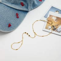 Pulsera de Cadena para Mano con Zirconia Negra Clásica, Chapada en Oro de 18K, de Acero Inoxidable, con Certificación CE