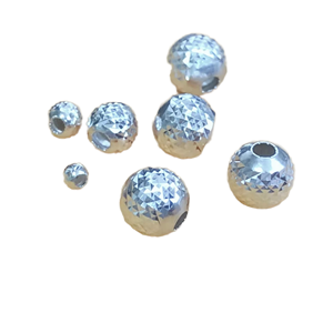 Perles de protection plaquées argent 925 en forme de pyramide, taille GP US; vente en gros de fournitures permanentes pour la bijouterie; facettes diamantées lumineuses et brillantes - Product Image 1