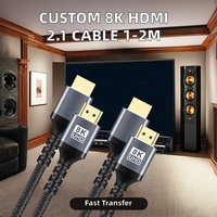 Câble HDMI vers HDMI tressé en nylon 4K 2.1 48 Gbps haute vitesse 8K60Hz, adaptateur vidéo HD en alliage d'aluminium plaqué or pour moniteur TV