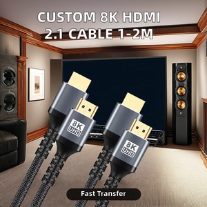 Câble <span class=keywords><strong>HDMI</strong></span> vers <span class=keywords><strong>HDMI</strong></span> tressé en nylon 4K 2.1 48 Gbps <span class=keywords><strong>haute</strong></span> vitesse 8K60Hz, adaptateur vidéo HD en alliage d'aluminium plaqué or pour moniteur TV - Product Image 3