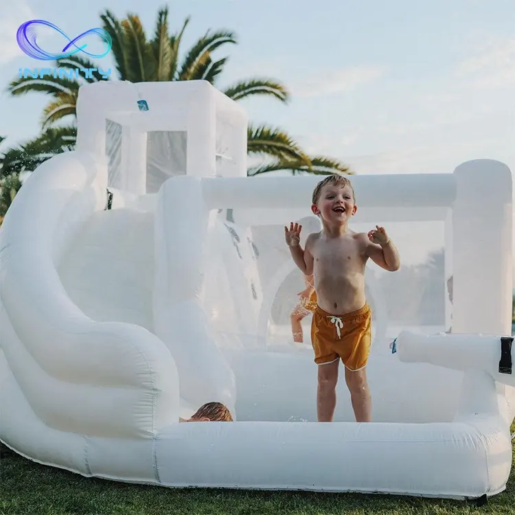 Neues Design weiße Sprungkraft mit Rutsche aufblasbare kleine Sprungkraft Kinder springen Burg