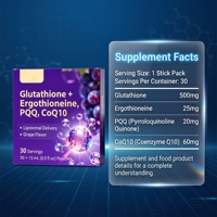 Boisson au glutathion liposomal avec PQQ et CoQ10 - Complément antioxydant végétalien sans OGM - 15 ml par sachet (30 sachets) - Usage adulte