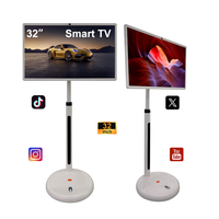 Pantalla táctil de TV inteligente Android13 de 32 pulgadas Pantalla de entretenimiento de escenario versátil Gabinete blanco Pantalla LED Características de la tableta de pie