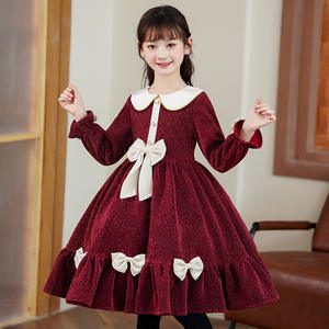 Autunno/inverno ragazza vestito paillettes manica lunga rosso Costume di natale per le ragazze 4-10T bambini compleanno sera festa <span class=keywords><strong>vestiti</strong></span> della principessa - Product Image 2