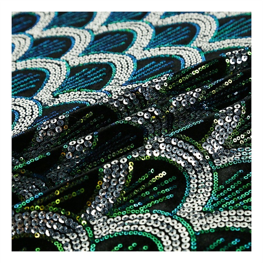 Вышитый бисером жоржет зеленая вышивка двора Овальный Выпускной Бархат блесток африканская кружевная ткань