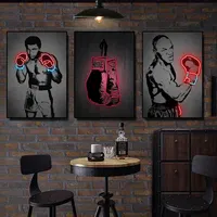 Guantoni da boxe ispirati Mike Tyson e Muhammad Ali poster stampe su tela effetto Neon pittura sport murale Wall Art Decor