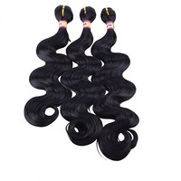 Extensions de cheveux synthétiques en fibre haute température, ondulées, 3 paquets de mèches de 16 et 18 pouces, couleur 1B noir, tissage de cheveux, Chine