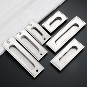Poignées de meuble rectangulaires en acier inoxydable, design minimaliste, fonction antirouille - Product Image 1