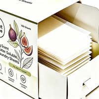 Feuilles de lessive parfumées à la figue, portables, dissolvables, nettoyage en profondeur, parfum fruité longue durée, papier à lessiver