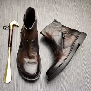 Botas de Trabajo de Cuero Genuino de Alta Gama Otoño/Invierno 2025, Forradas con Felpa Gruesa, Cálidas y Cómodas, para Hombres a la Moda - Product Image 2