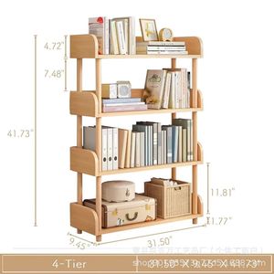 Wooden Multi Tier Bookshelf 4 Layers Space Saving Storage Rack For Living Room <b>Bedroom</b> Display <b>Shelf</b> - Product Image 4