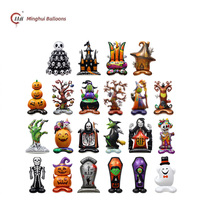 Globos de Aluminio de Halloween de Múltiples Estilos y Formas: Momia, Esqueleto, Calabaza, Árbol Encantado, Murciélago, Gato, Ataúd y Globo con Forma de Ojo