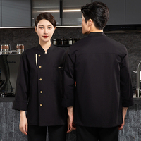 Veste de chef de luxe Steak and Shake, boutons d'hôtel, veste de chef féminine à manches longues, uniforme de chef de cuisine, bleu marine, dernier design