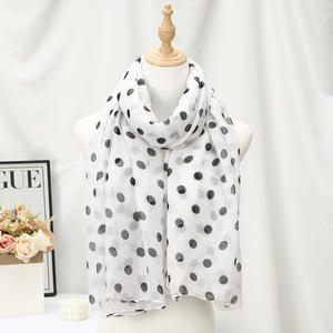 Nouvelle Écharpe Longue en Soie Gaze de Bali à Pois pour Femme, Style Dubaï Moyen-Orient, Cape Extérieure, Nouveau Hijab Arabe Bicolore Noir et Blanc - Product Image 3