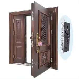 Professional product Cheap price top supplier luxury design metal galvanized security steel door for villa