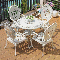 Ensemble de table et de chaises de salle à manger d'extérieur en alliage d'aluminium - Durable, imperméable, écologique pour la cour et le jardin