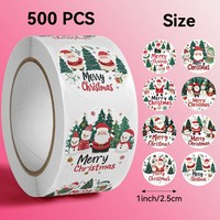 500 autocollants ronds de Noël de 1 pouce, étiquettes adhésives pour sceller, autocollants décoratifs personnalisés pour cadeaux et pâtisseries
