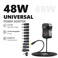 Adaptateur secteur universel 48W, alimentation réglable DC 5V 9V 12V 15V 19V 24V pour lecteurs DVD, bandes LED et autres appareils électroniques